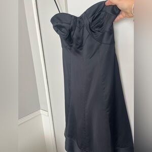 Badgley Mischka black satin bustier cocktail dress worn once size 6